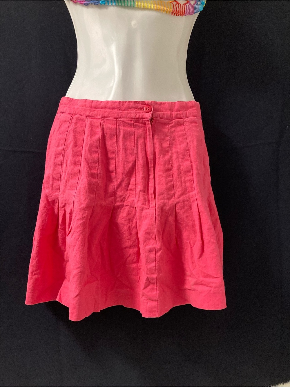 Adolfo International Pink Linen Blend Pleated Mini Skirt Size 14